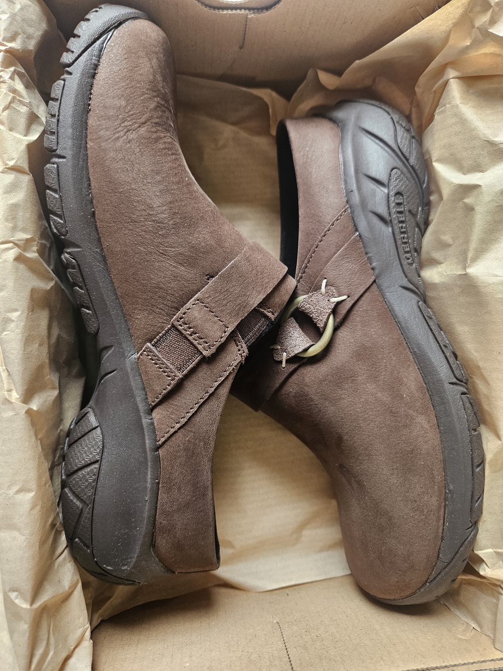 Merrell Encore Slide 4 LTR Clogs Bracken Brown Leather 6W New